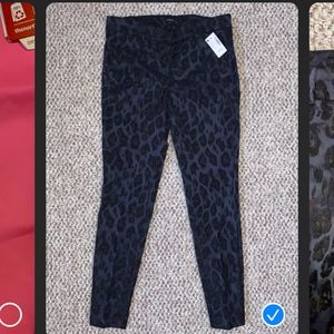 NWT RW&Co Navy Metallic Leopard Print Dress Pant
